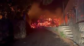 Intense close-up of smoldering lava in La Palma as volcano on Canary Islands erupts
