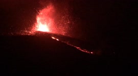 Canary island La Palma volcano in Cumbrecita Vieja increases in strength over night - video Filmed from 3 Kilometers / 1.8 miles away