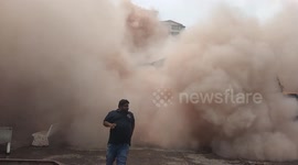 Moment 30-year-old fire station comes crashing done during demolition work in India