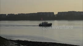 Greenpeace fishing demo heading up the River Thames to protest outside UK Parliament on 22nd September 2021