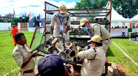 Forest officials Burns 2479 horns of the Greater One Horned Rhinoceros in Kaziranga  National park