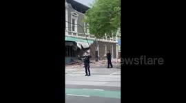 Footage of destroyed street after earthquake in Melbourne, Australia