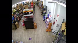 Security Camera captures earthquake rattling supermarket shelves in Melbourne