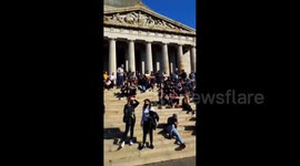 The sheep came to a protest in Melbourne, Australia