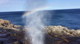 Rainbow appears in Canada geyser
