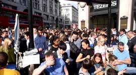 Commuters crowd Oxford Circus during tube strike