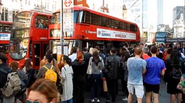 Commuters crowd Liverpool Street during tube strike