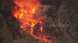 Glowing rockfalls at Sinabung volcano, Indonesia