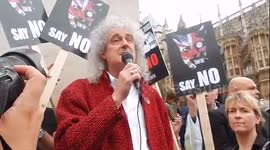 Brian May at fox hunting protest in London