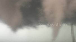 Multi-vortex tornado forms in Stratton, Kansas