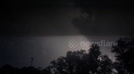 Powerful storm lights up Chicago sky