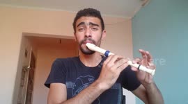 Egyptian man beatboxes while playing recorder