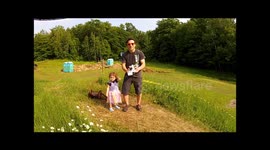 Hike up ski hill with daughter, amazing drone view from the top (summertime in Quebec)