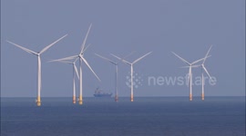 Energy crisis: footage of wind farms off Kent, UK