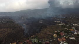 Drone footage - La Palma Volcano 21/09/2021. Static image observing the lava trail.