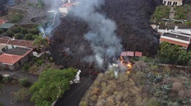 Drone footage - La Palma Volcano 21/09/2021. Semistatic footage very close to the lava.
