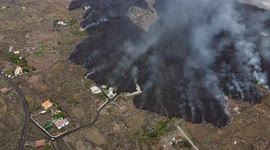 Drone footage - La Palma Volcano 20/09/2021. Surrounding the huge head of the lava path.