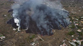 Drone footage - La Palma Volcano 20/09/2021. Showing all the lava flow trail