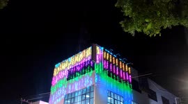 Night festival celebration traditional beautiful buelding colorful light's decoration traditional 4k footage