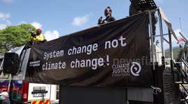 Climate change protest outside South Africa’s parliament