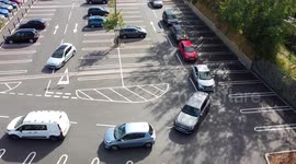 Drone footage of queues at a petrol station in Gloucestershire as motorists told not to panic buy
