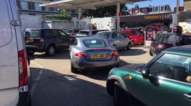 Panic buying at petrol station in Putney, south London