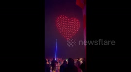 A heart made by drones at Burning Man in Black Rock Desert, Nevada, USA