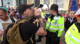 Police step in as tempers fray between anti-vaxxers and pro-EU activists outside Labour Party conference