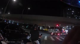INSTANT KARMA: Red Light Runner Crashes Into Roundabout At High Speed (Dashcam Video)