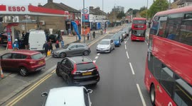People panicking to get fuel at Tesco express in Walthamstow