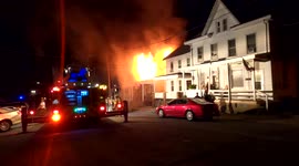 Dramatic footage of fire blaze ripping through working structure in Pennsylvania