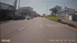 BRUTAL ACCIDENT: Moped Rider Doesn't Pay Attention And Rear-Ends Car (High Speed Accident)