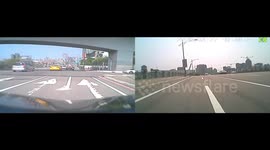 ACCIDENT / Fail: Taxi Cuts Off & Crashes Into Biker When Making A Turn Causing Him To Crash (Dashcam Video)