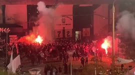 Crowds of unvaccinated Greek football fans forced to watch game outside stadium
