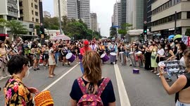 Only pedestrians can enter Avenida Paulista in São Paulo, Brazil