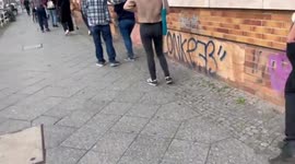 People queuing at the Ballot station in Berlin, Germany