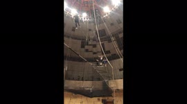 Training of aerial gymnasts at the Moscow circus