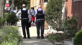 Crime scene after the shooting in Chicago neighborhood, US
