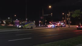 SUV crashes into hydro pole in Markham Ontario with the vehicle being destroyed but not a scratch to the pole, air bags saved the driver from any injury other than perhaps to his ego