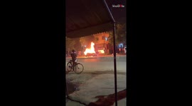 'Nano Car catches fire in the middle of a busy road in Gujarat, India'