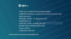Palestinians students from Birzeit University clash with Israeli forces following a protest condemning the killing of five Palestinians by Israeli forces