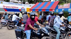 The People's long line waiting for Petrol in Northern India