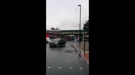 Queue to the Tesco petrol station in London, UK