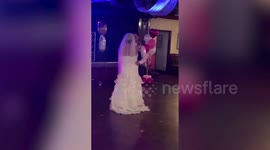Newlyweds shock wedding guests with surprise gender reveal during first dance