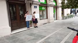 Small protest in Bucharest, Romania against judiciary inspection