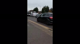 Drivers queue for fuel at a petrol station in London, UK