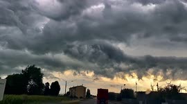 Eerie looking cloud formations ahead of extreme weather storm chasing in Italy.