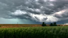 STORM CHASE IN ITALY UNDER A SEVERE THUNDERSTORM WARNING, HAIL STORM RUNNING BY OUR SIDE