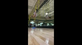 Falling while trying to do an acrobatic like trick at the gym