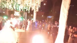 First Dance In Egyptian Wedding Circled by fire machines